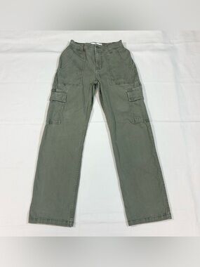 Hollister Womens Actual 25x29.5 High Rise Utility Dad Pants Cargo Canvas Green